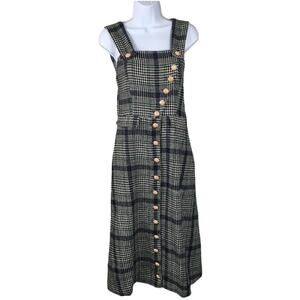Madison Young Dress Glen Check Plaid Print Midi Jumper Women's M Dark Academia